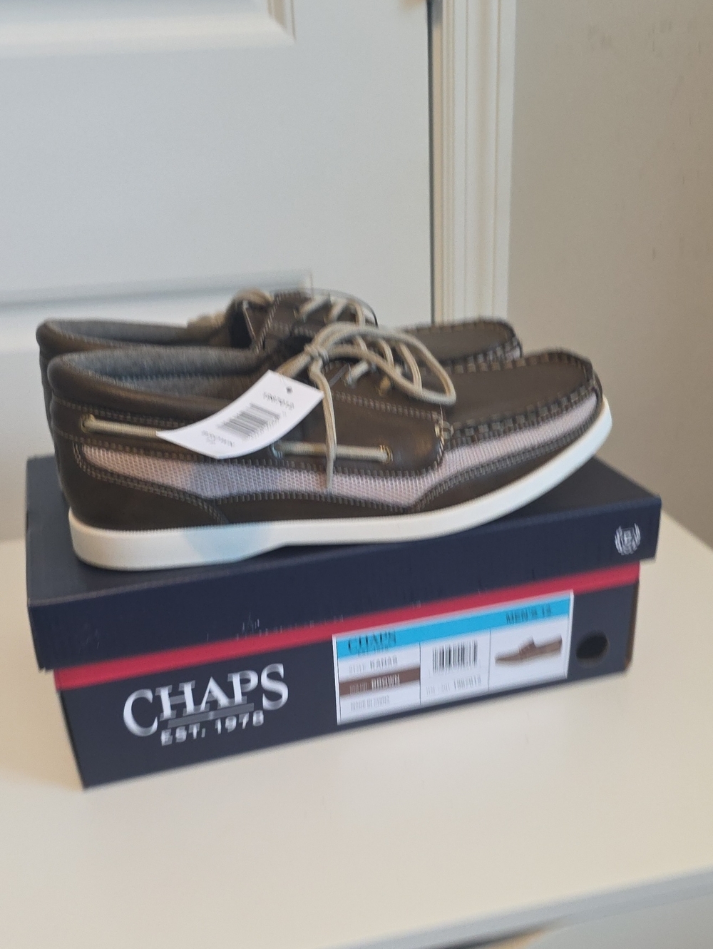 Chaps Men's Brown and Cream Boat Shoes